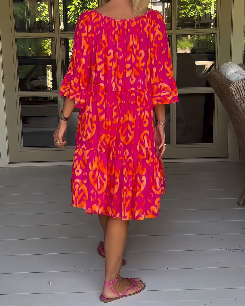 Marisela - Sukienka z nadrukiem i luźnymi rękawami